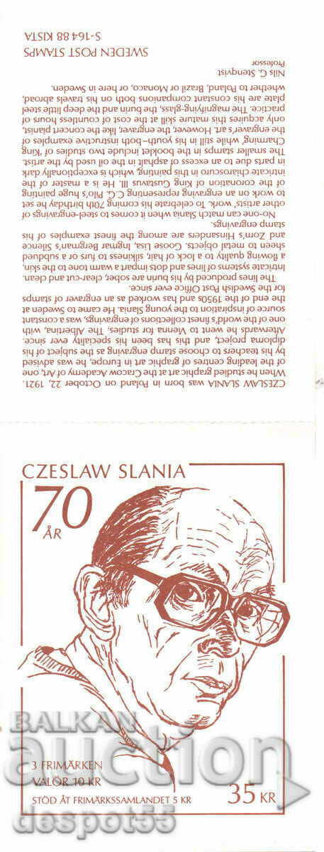 1991. Σουηδία. Cheslav Slania, χαράκτης. Σημειωματάριο. με τιμή 7.30 BGN | € 3.73 1991. Σουηδία. Cheslav Slania, χαράκτης. Σημειωματάριο. με τιμή 7.30 BGN | € 3.73