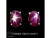 UNIQUE EARRINGS WITH A NATURAL RUBY STAR
