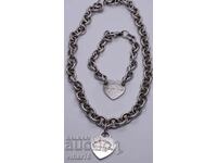 Brand TIFFANY Sterling Silver Necklace and Bracelet Set