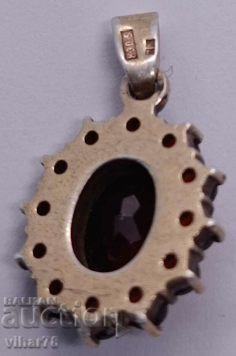 Όμορφο ασημένιο μενταγιόν με γρανάτη - 7