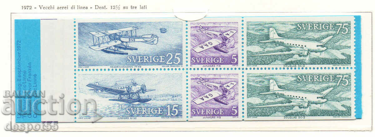 1972. Швеция. Транспортиране на поща по въздух. Блок.