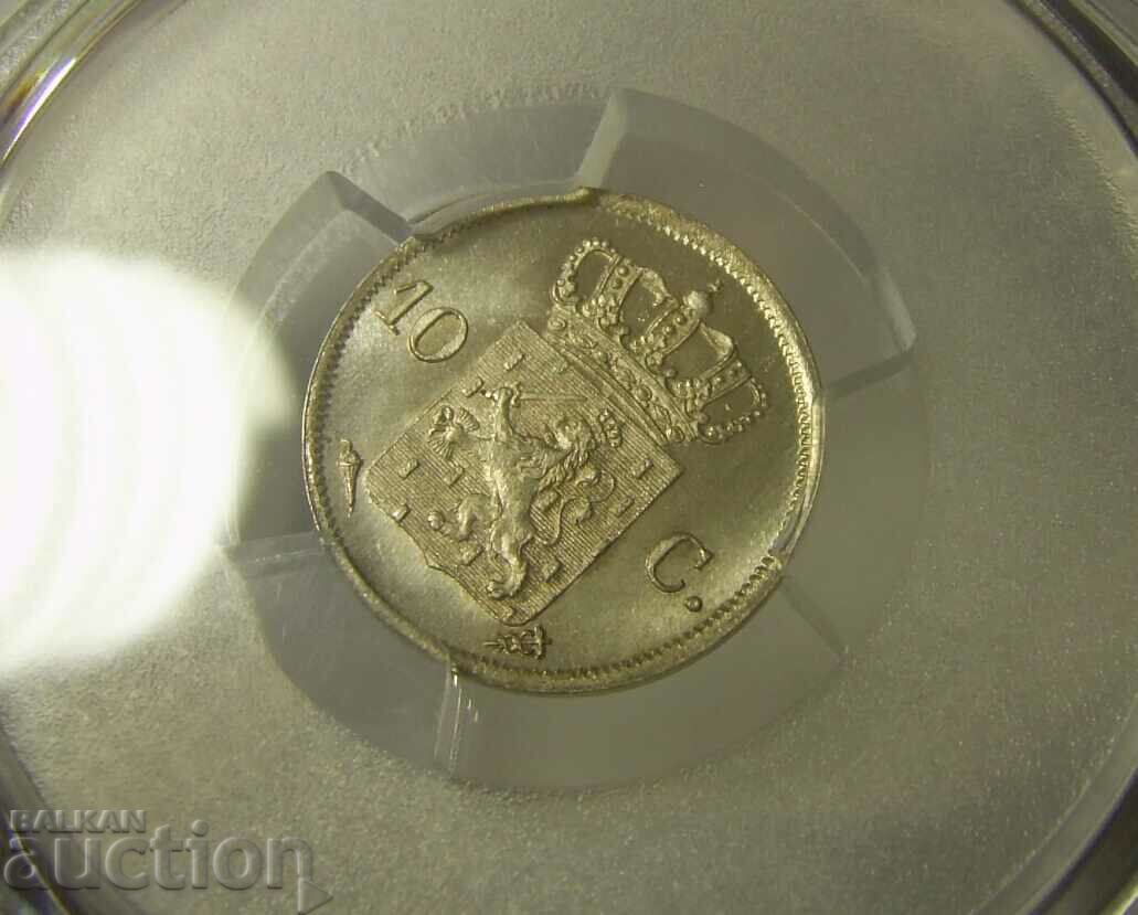 Auction  RR! Netherlands 10 Cents 1826 MS66 PCGS