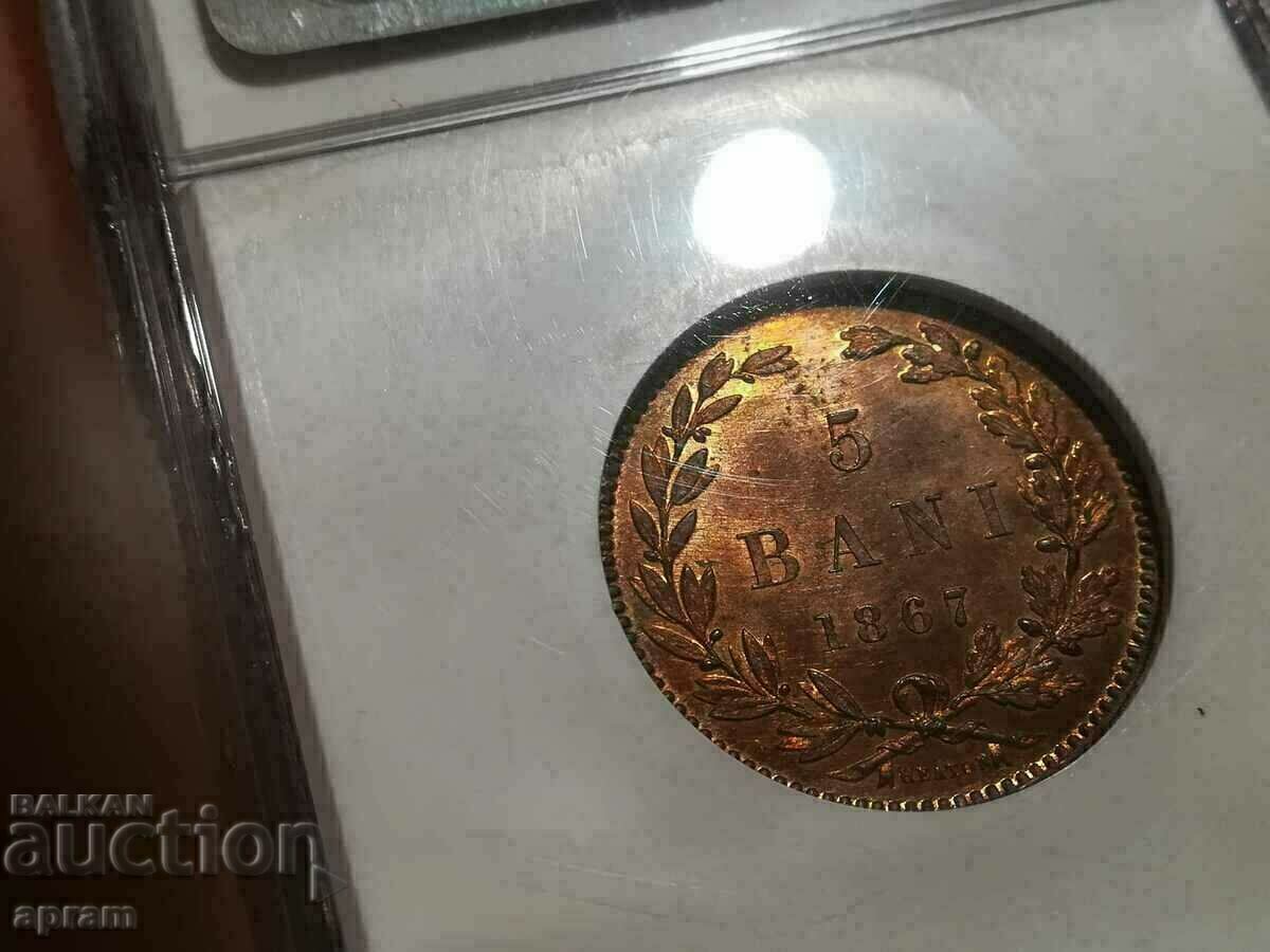 Delivery of 5 baths 1867 PF 65 RB Romania. Delivery of 5 baths 1867 PF 65 RB Romania.