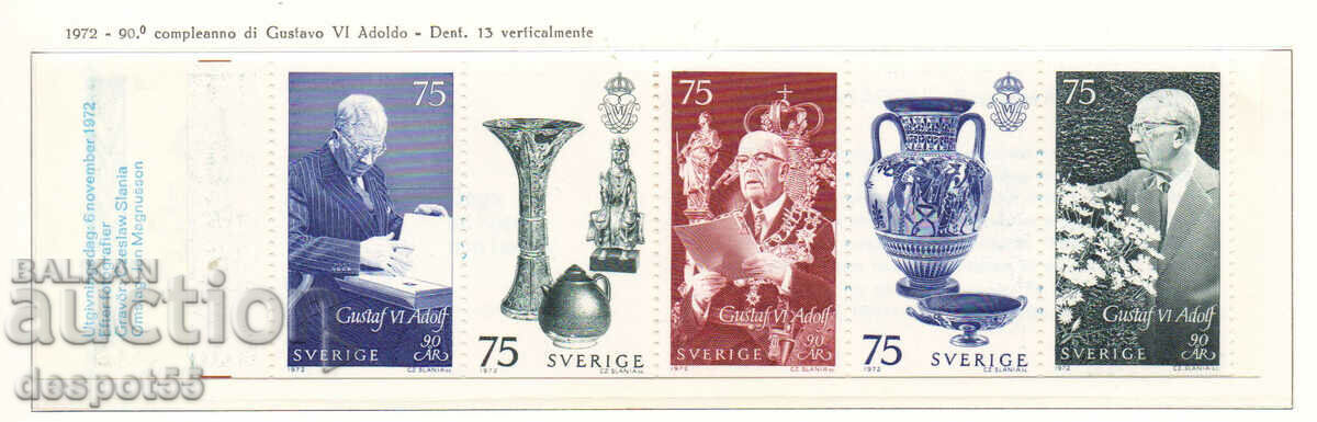 1972. Suedia. 90 de ani de la nașterea regelui Gustav al VI-lea Adolf.