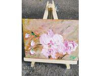 ORCHIDS, relief oil painting on easel