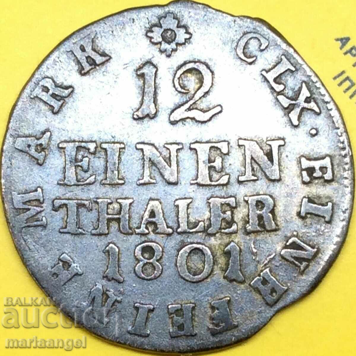 Saxony 1/12 thaler 1801 Friedrich August silver - quite rare