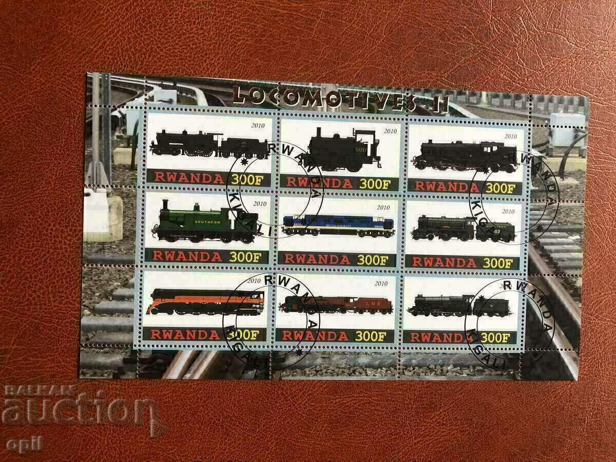 Stamped Block Locomotives 2010 Rwanda Stamped Block Locomotives 2010 Rwanda