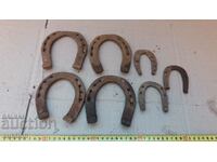SET OF 7 FORGED HORSESHOES, ROOSTER
