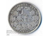 Germany - 1/2 Mark 1917 - Karlsruhe (G) - Silver