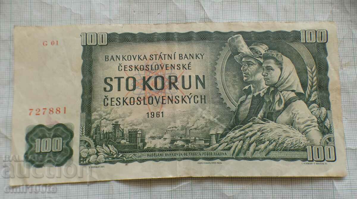 100 de coroane în 1961 cehoslovac