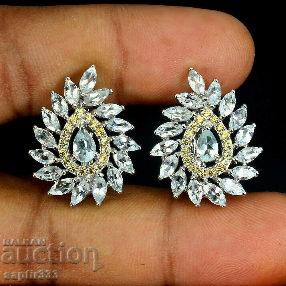 Auction ROYAL LUXURY SILVER EARRINGS AQUAMARINES AND SAPPHIRES Auction ROYAL LUXURY SILVER EARRINGS AQUAMARINES AND SAPPHIRES