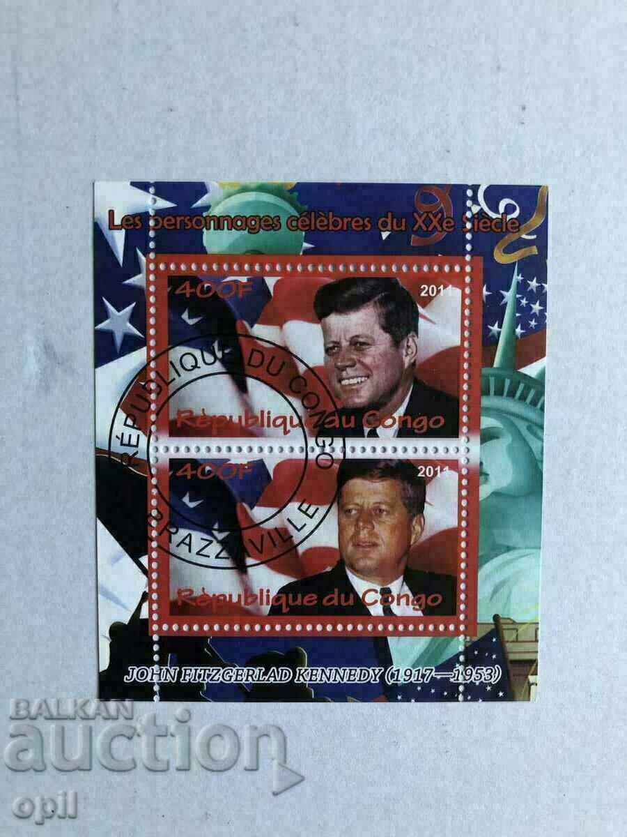 Stamped Block John Kennedy 2011 Congo