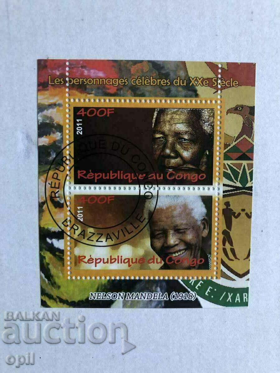 Stamped Block Nelson Mandela 2011 Κονγκό