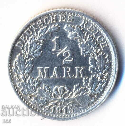 Germany - 1/2 Mark 1915 - Stuttgart (F) - Silver Germany - 1/2 Mark 1915 - Stuttgart (F) - Silver