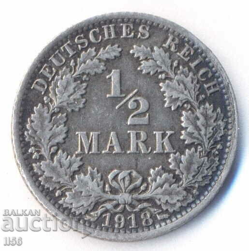 Germany - 1/2 Mark 1918 - Berlin (A) - Silver Germany - 1/2 Mark 1918 - Berlin (A) - Silver
