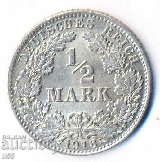 Germany - 1/2 Mark 1918 - Munich (D) - Silver