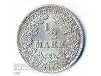 Germania - 1/2 Marc 1918 - Munchen (D) - Argint