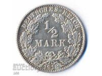 Германия - 1/2 марка 1918 - Мулденхютен (Е) - сребро