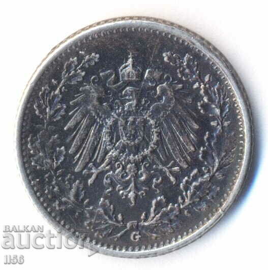 Germany - 1/2 Mark 1918 - Karlsruhe (G) - Silver - RR! with price 24.00 BGN | € 12.27