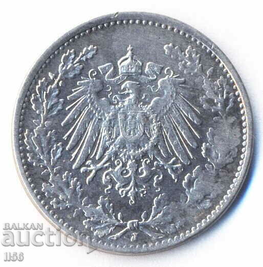 Germania - 1/2 Marcu 1918 - Hamburg (J) - Argint cu preț 18.00 BGN | € 9.20