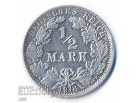 Germania - 1/2 Marcu 1918 - Hamburg (J) - Argint