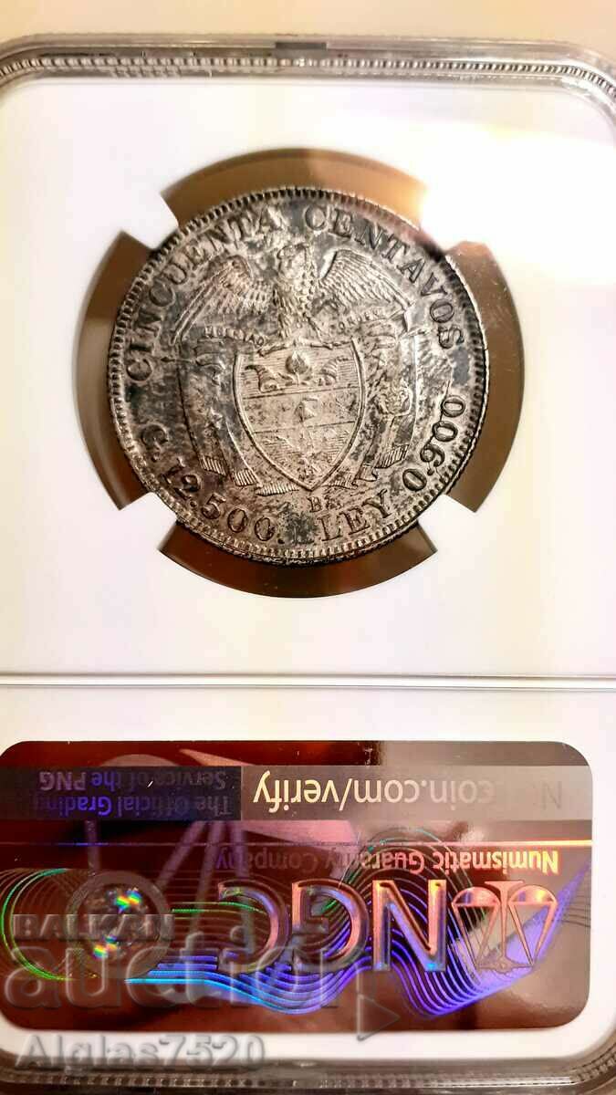 Auction 50 centavo/silver 0.900/ UNS det. Colombia Auction 50 centavo/silver 0.900/ UNS det. Colombia