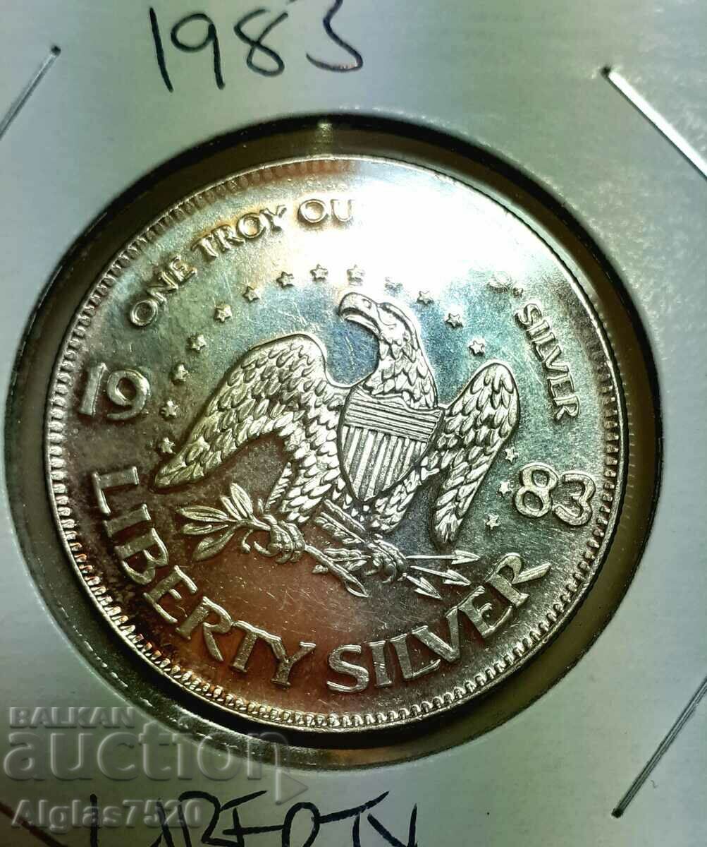 Auction 1 Troy Ounce Investment Silver 0.999 USA 1983 Unc Auction 1 Troy Ounce Investment Silver 0.999 USA 1983 Unc