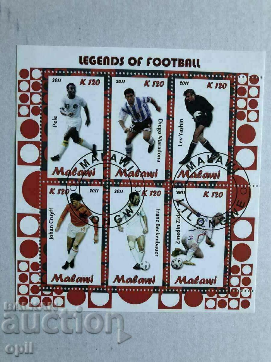 Stamped Block Football Legends 2011 Malawi