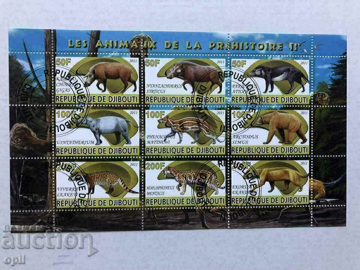 Stamped Block Prehistoric Animals 2011 Djibouti