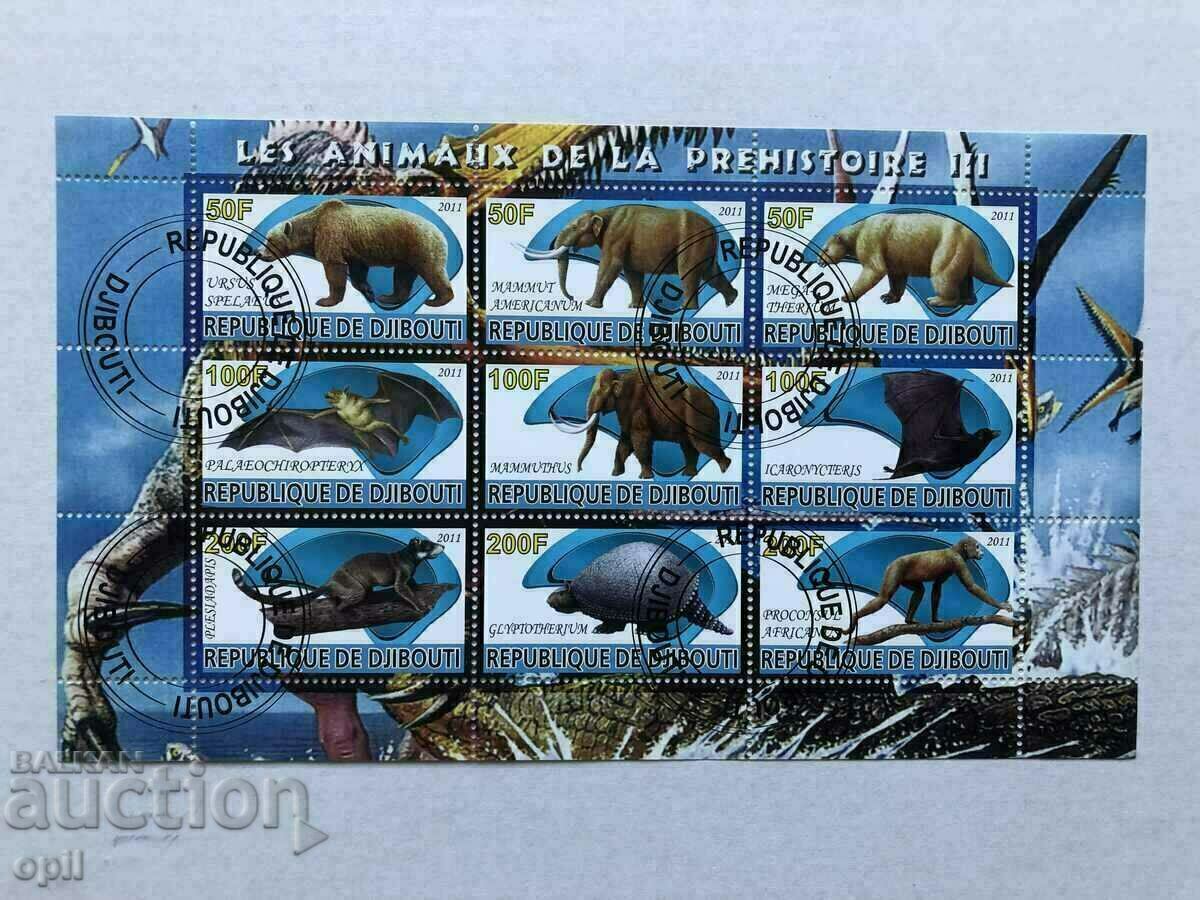 Stamped Block Prehistoric Animals 2011 Djibouti