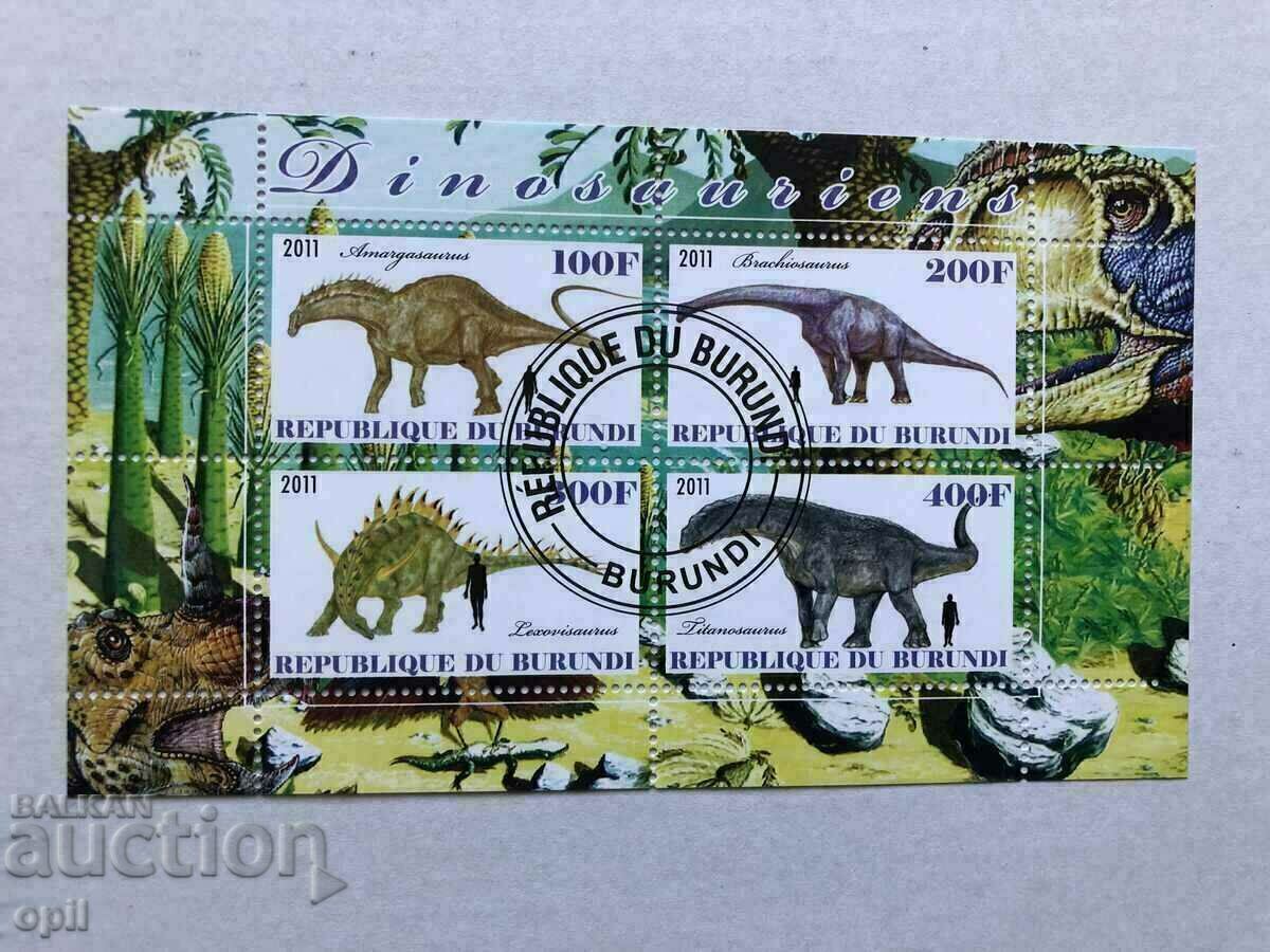 Stamped Block Dinosaurs 2011 Burundi