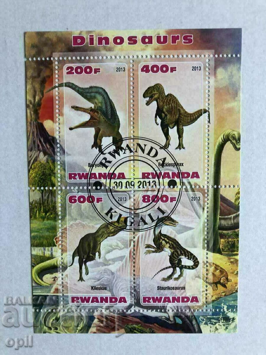 Dinozauri cu bloc ștampilat 2013 Rwanda