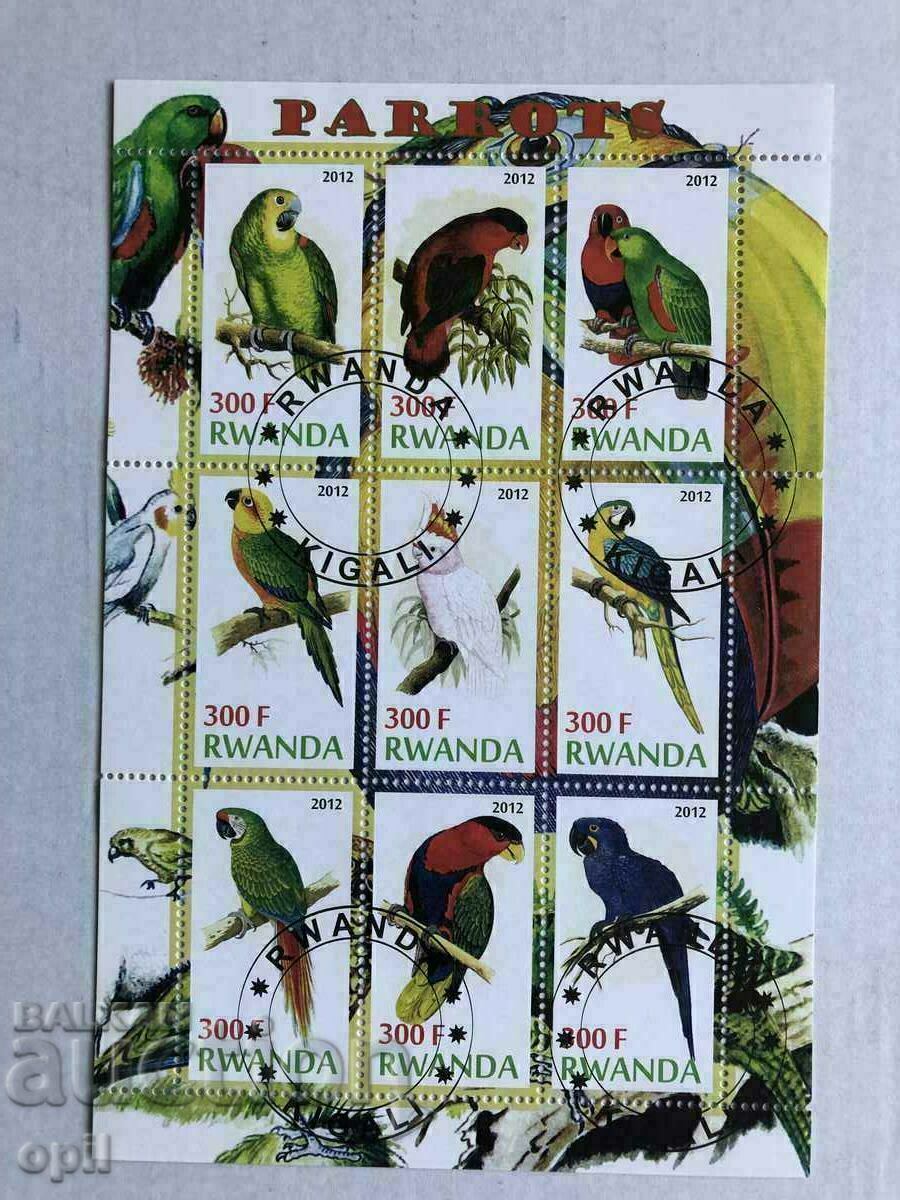 Stamped Block Parrots 2012 Rwanda