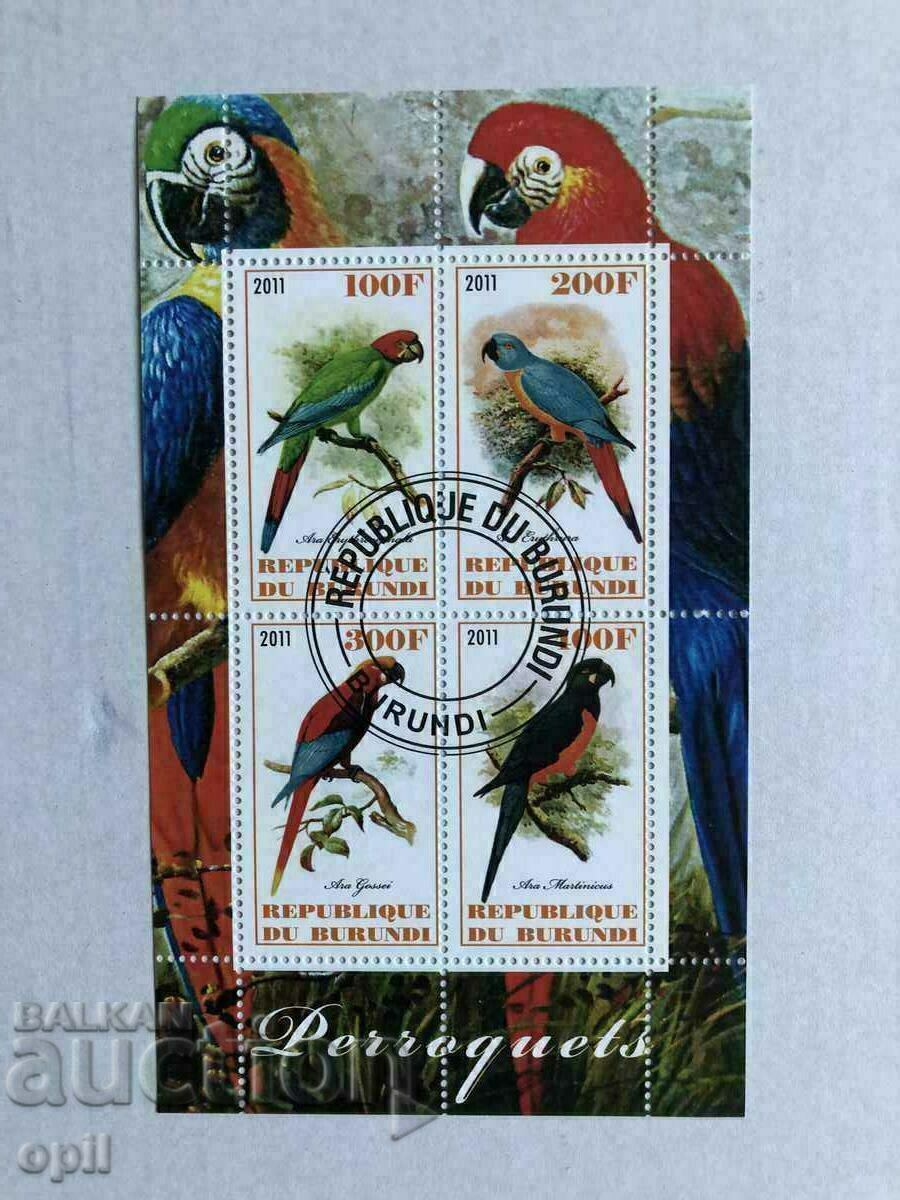 Stamped Block Parrots 2011 Burundi