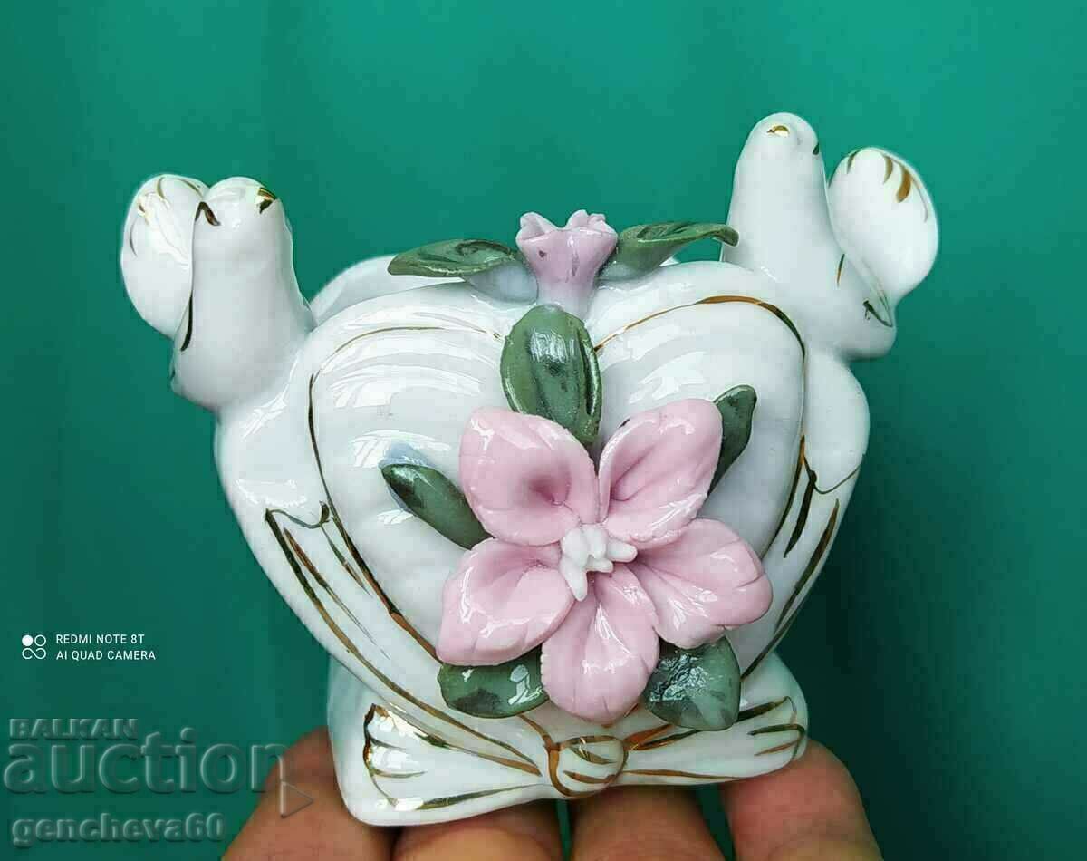 Vintage floral porcelain swan, box, napkin holder with price 30.00 BGN | € 15.34