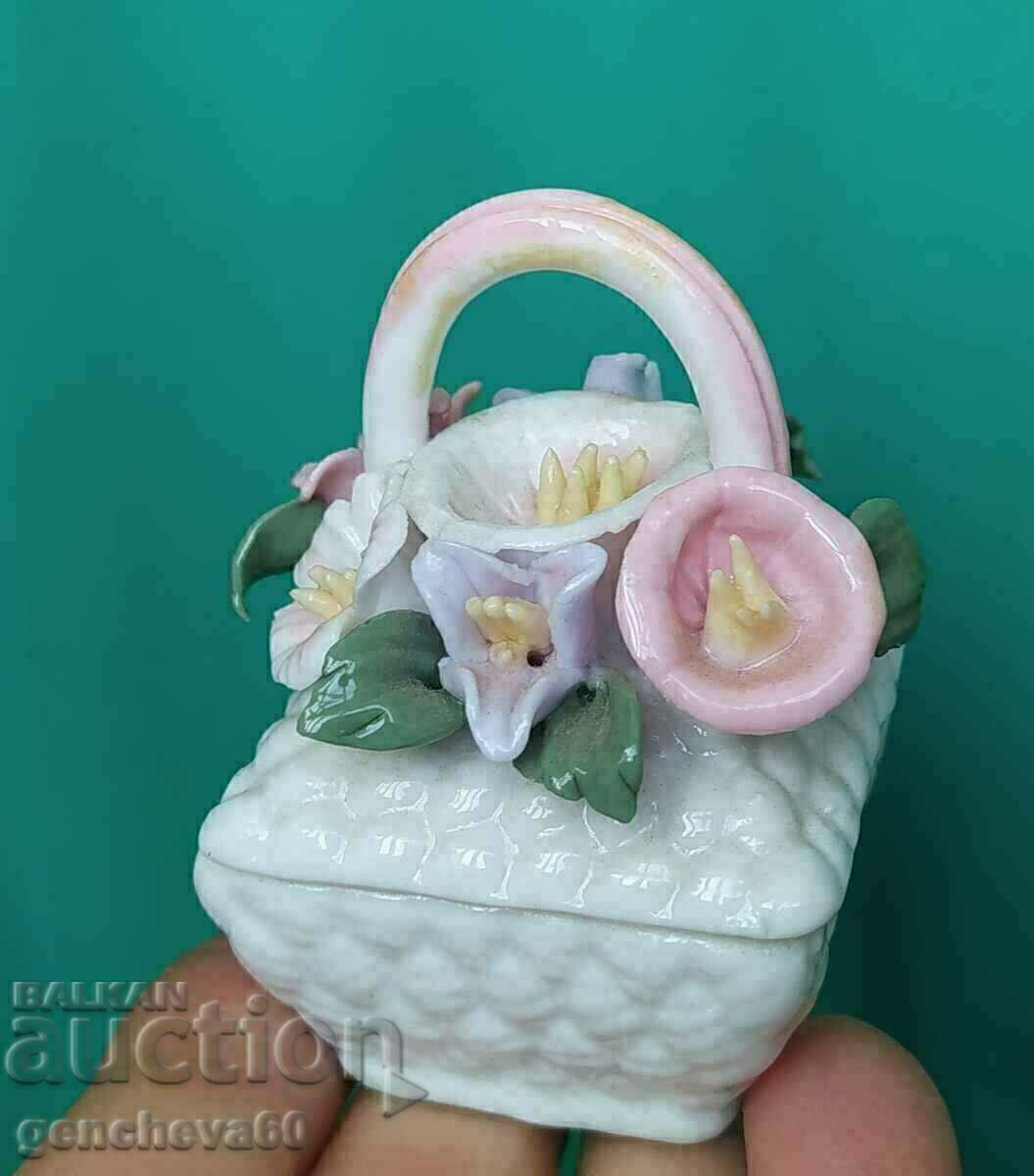 Auction  Vintage floral porcelain swan, box, napkin holder