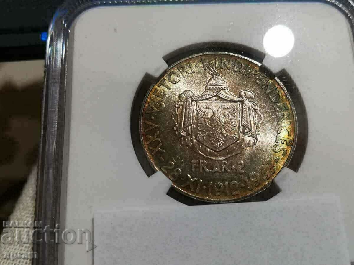 2 Frangara 1937R Topgrade. Albania. - 5 2 Frangara 1937R Topgrade. Albania. - 5