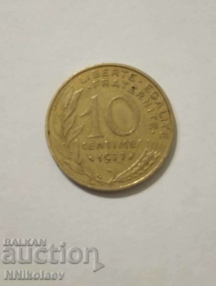 Γαλλία 10 εκατοστά 1977 με τιμή 1.00 BGN | € 0.51 Γαλλία 10 εκατοστά 1977 με τιμή 1.00 BGN | € 0.51