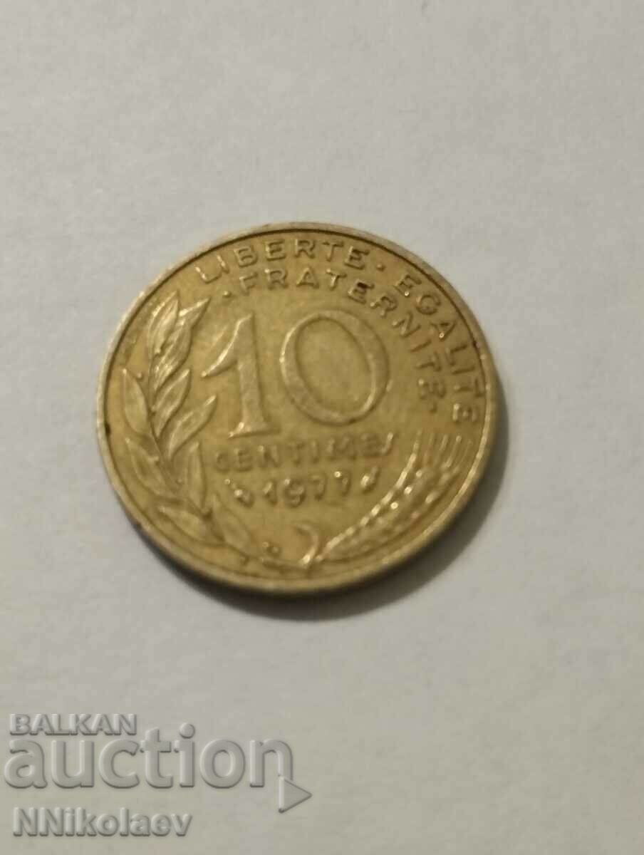 Франция 10 сантима 1977г.
