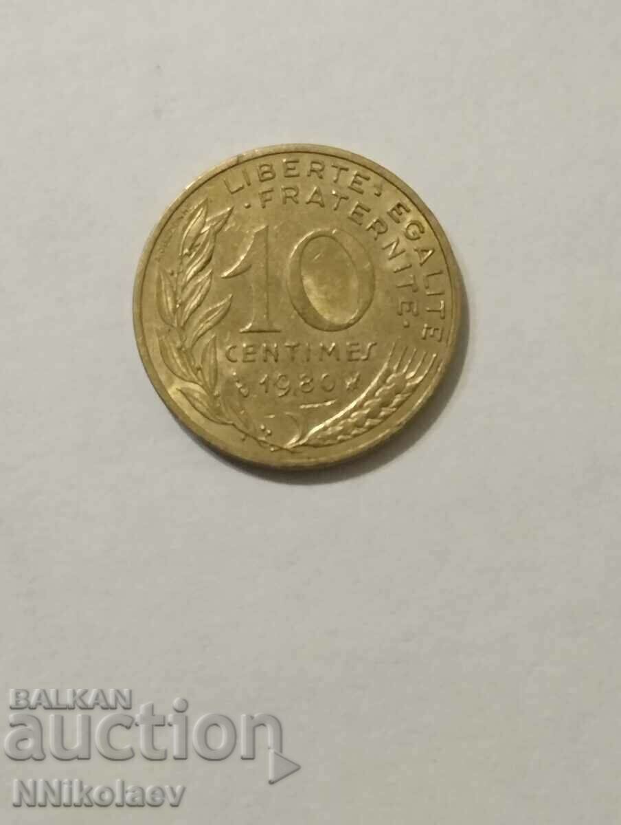 Γαλλία 10 εκατοστά 1980 με τιμή 1.00 BGN | € 0.51 Γαλλία 10 εκατοστά 1980 με τιμή 1.00 BGN | € 0.51