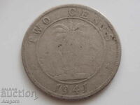 monedă rară Liberia 2 cenți 1941; Liberia