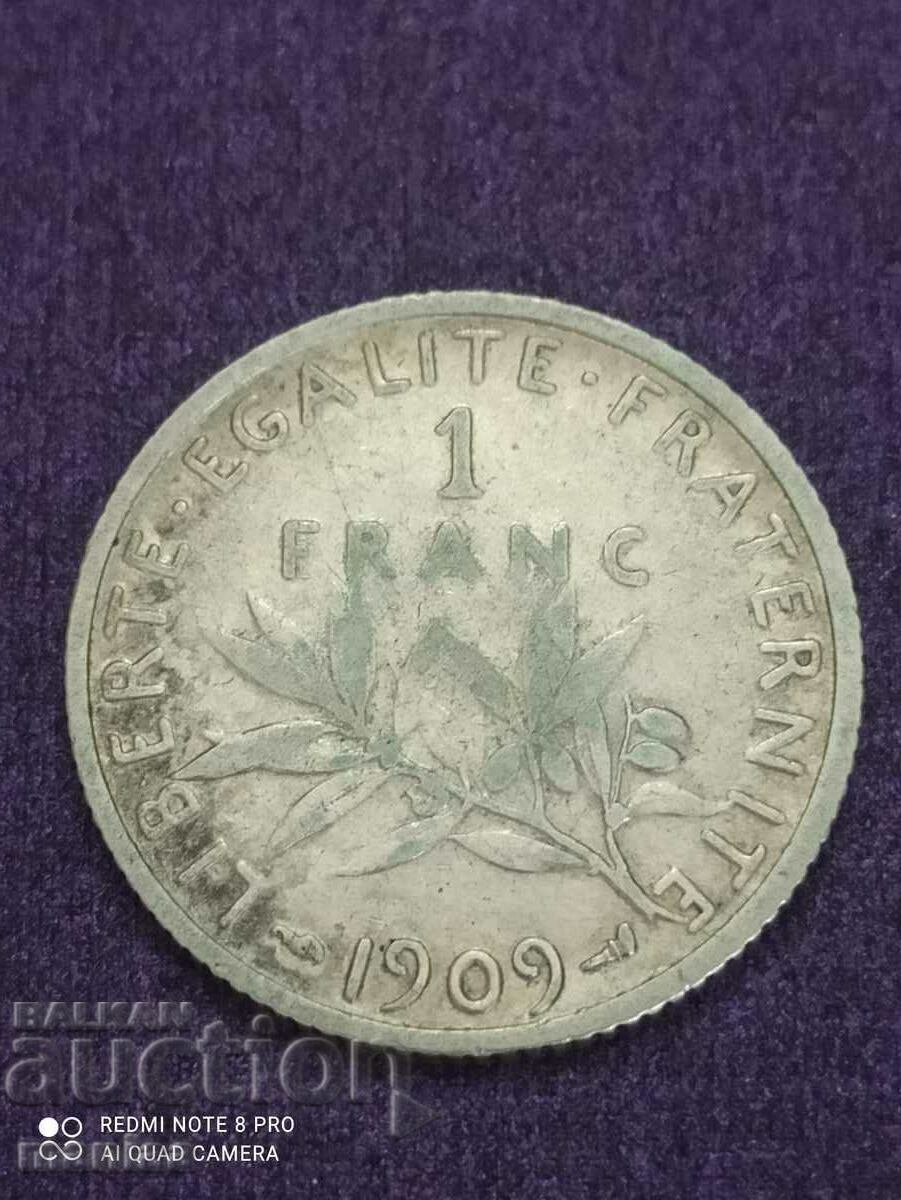 1 ασημένιο φράγκο 1909