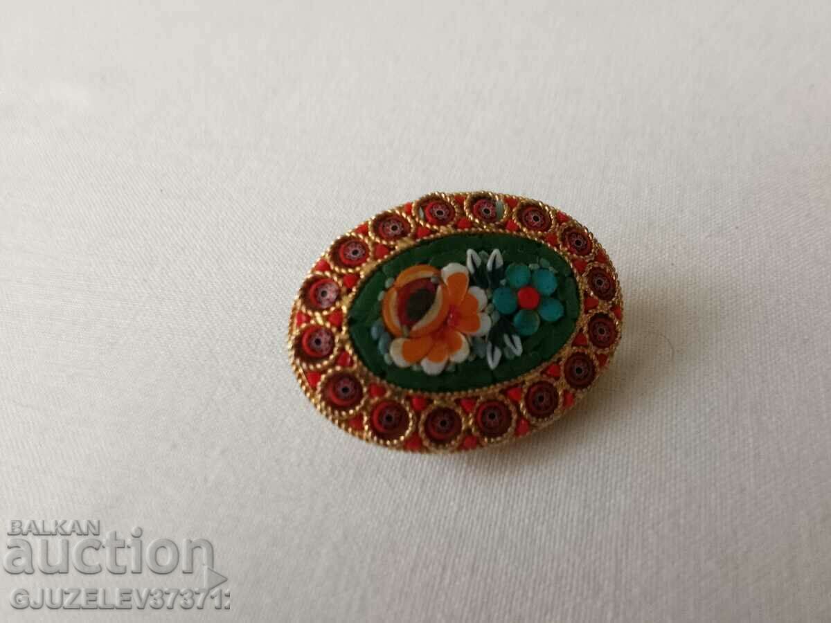 Vintage Italian Floral Oval Needlework Micro Mosaic - 5 Vintage Italian Floral Oval Needlework Micro Mosaic - 5