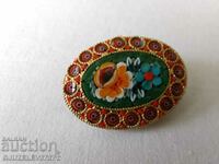 Vintage Italian Floral Oval Needlework Micro Mosaic