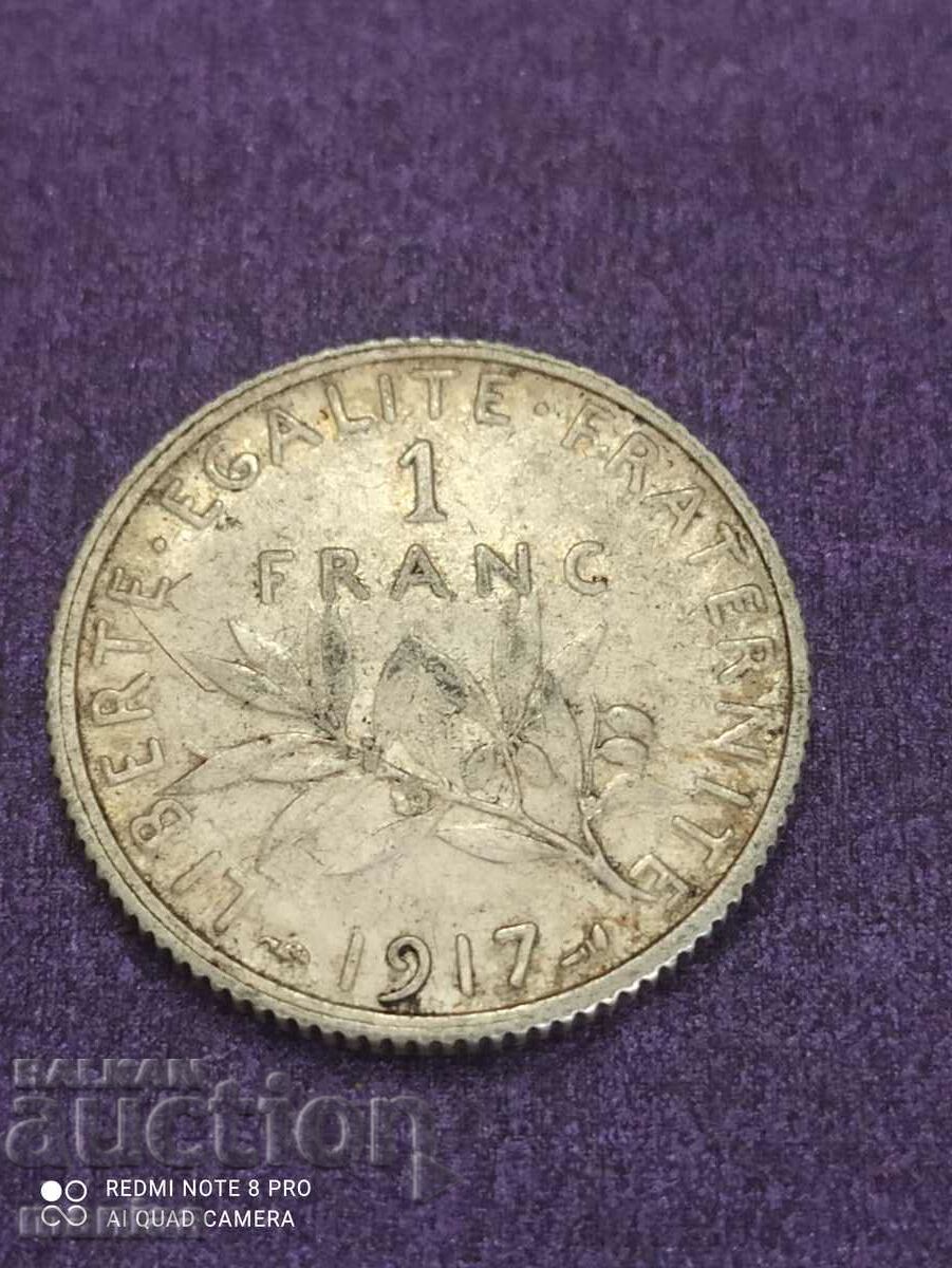 1 франк 1917  година сребро