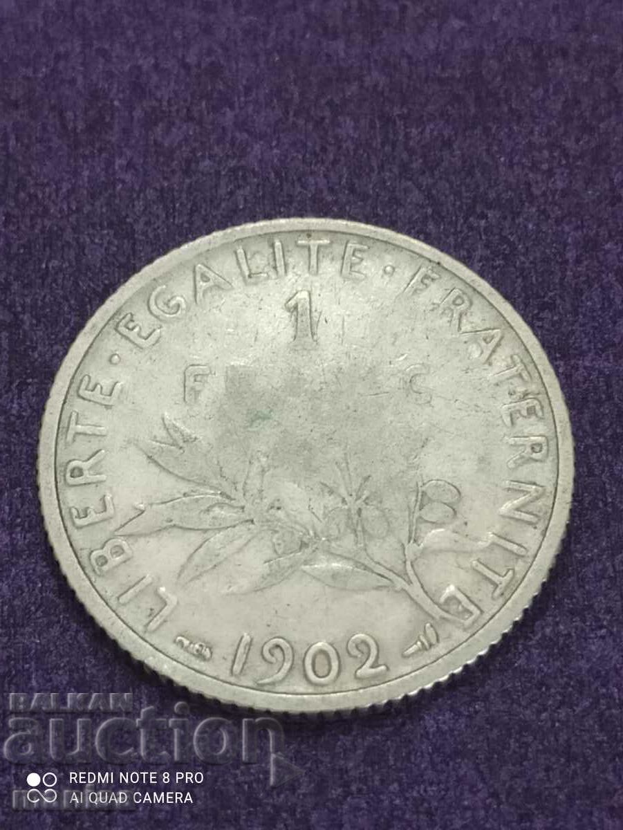 1 φράγκο ασήμι 1902