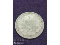 1 franc 1902 year silver