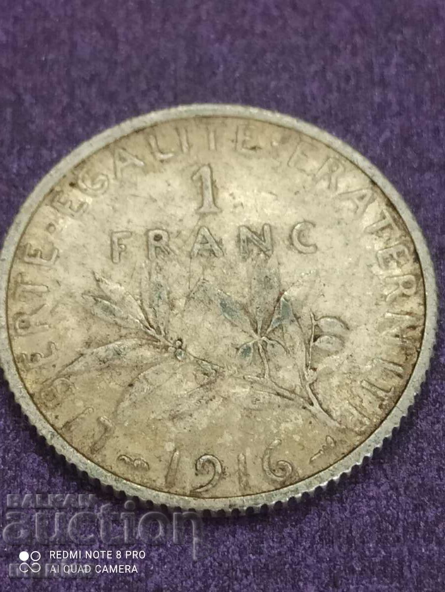 1 франк 1916 година сребро