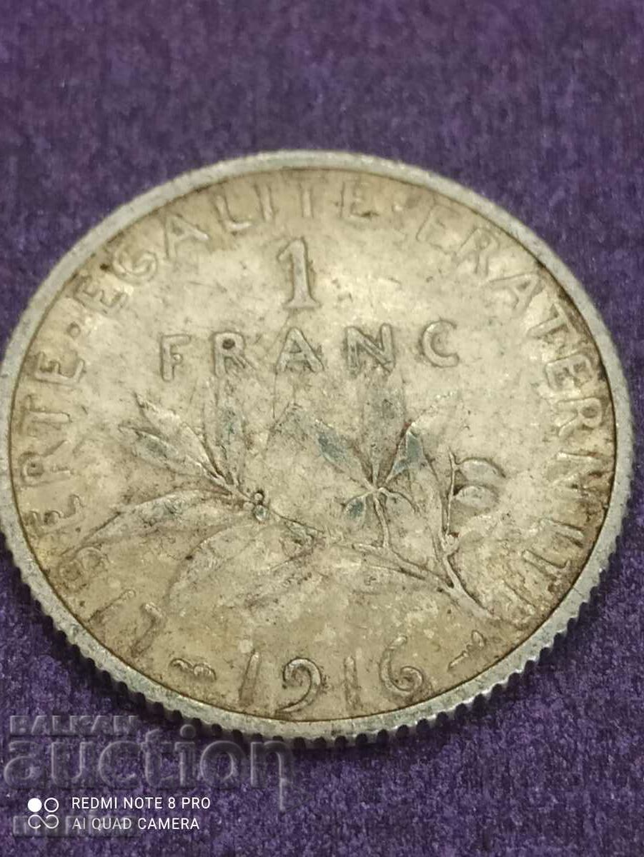 1 franc 1916 silver