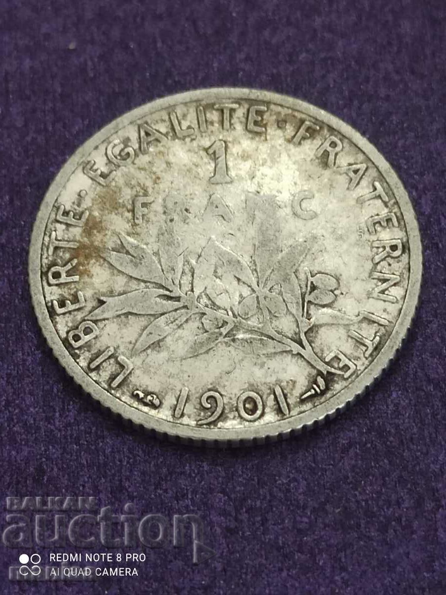 1 franc 1901 silver